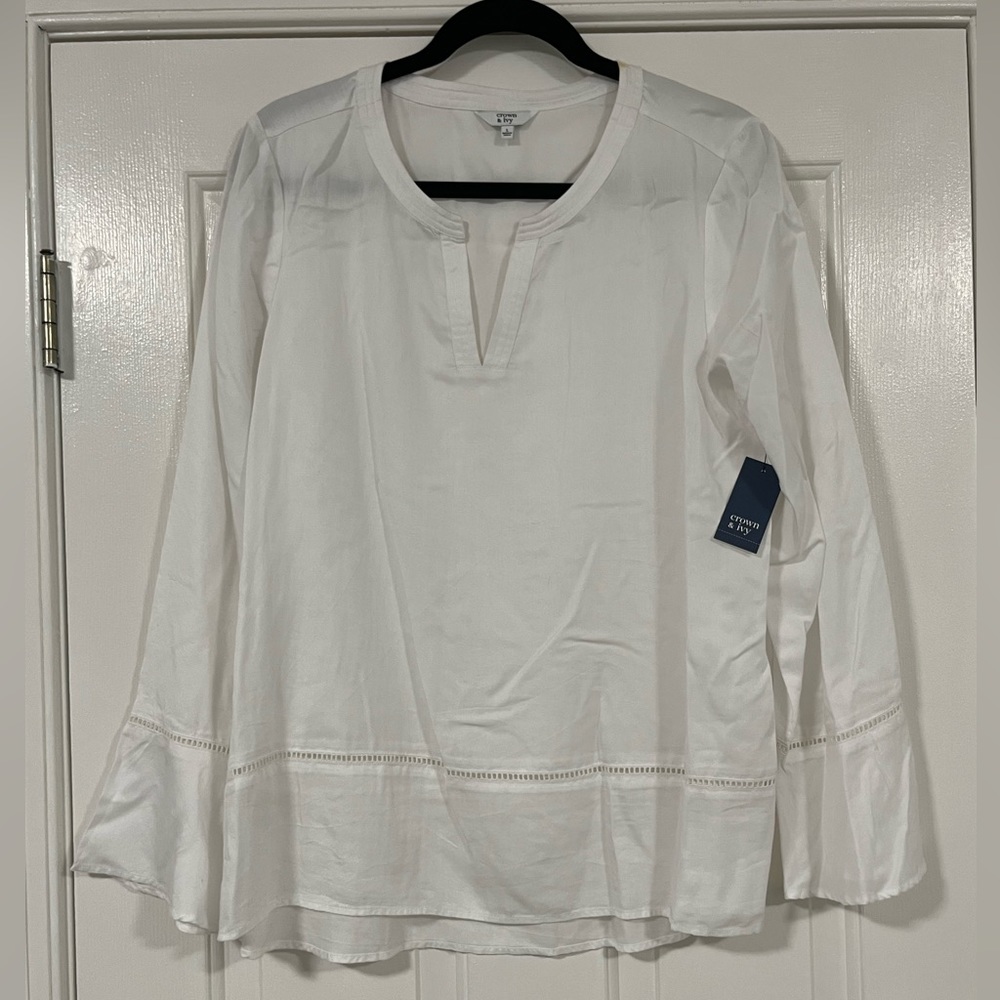 Crown & Ivy white blouse NWT